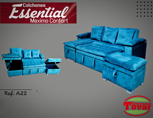 Sofá Chaise Longue Venecia Reclinable - Ref. A22 - Creaciones Tovar