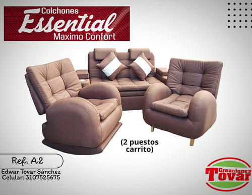 Sala Completa Ref. A2 Venecia 2 Puestos Carrito con Sillones - Creaciones Tovar