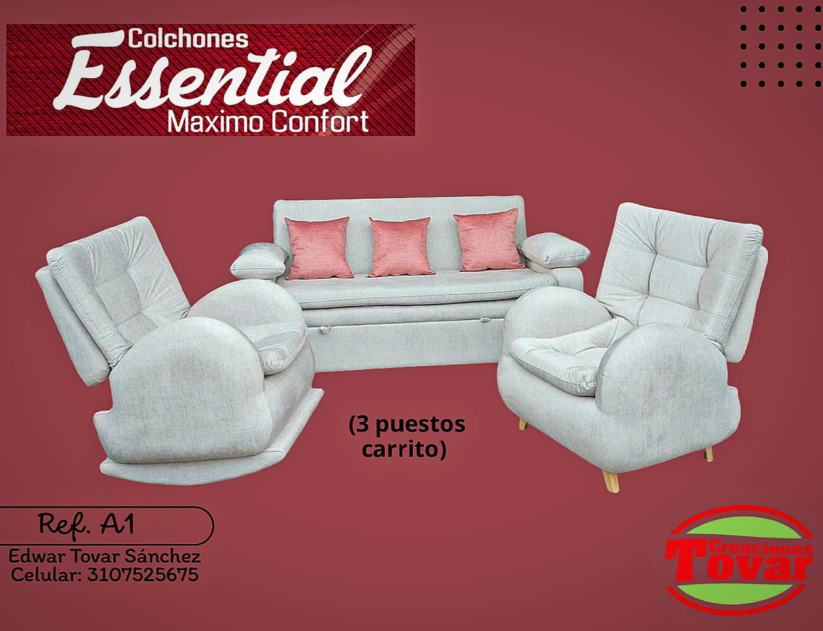 Sala Completa Ref. A1 Venecia 3 Puestos Carrito con Sillones - Creaciones Tovar